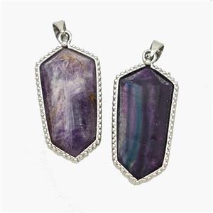 Natural Purple Fluorite Prism Pendant Platinum Plated, approx 12-14-25mm [GM24495]