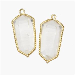 Natural Clear Quartz Prism Pendant Gold Plated, approx 12-14-25mm [GM24498]