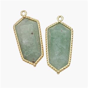 Natural Green Strawberry Quartz Prism Pendant Gold Plated, approx 12-14-25mm [GM24500]