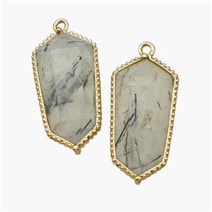 Natural Prehnite Quartz Prism Pendant Gold Plated, approx 12-14-25mm [GM24501]