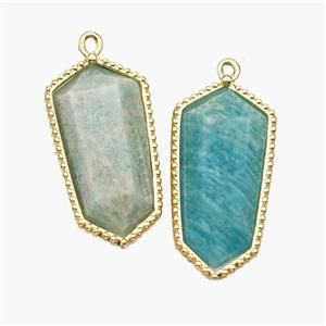 Natural Green Amazonite Prism Pendant Gold Plated, approx 12-14-25mm [GM24503]
