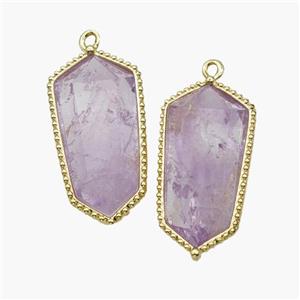 Natural Lt.purple Amethyst Prism Pendant Gold Plated, approx 12-14-25mm [GM24505]
