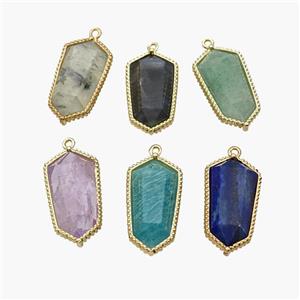 Natural Gemstone Prism Pendant Gold Plated Mixed, approx 12-14-25mm [GM24506]