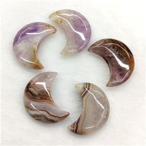 Natural Aurora Amethyst Agate Moon Pendant, approx 30mm [GM24509]
