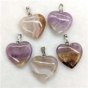 Natural Aurora Amethyst Agate Heart Pendant, approx 25mm [GM24514]