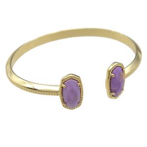 copper bangle with Sugilite, resizable, gold plated, approx 7-14mm, 45-55mm [GMBR428]