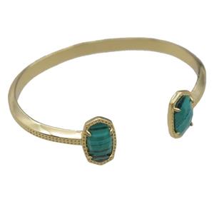 copper bangle with Malachite, resizable, gold plated, approx 7-14mm, 45-55mm [GMBR429]