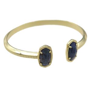 copper bangle with Lapis, resizable, gold plated, approx 7-14mm, 45-55mm [GMBR431]