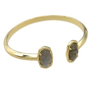 copper bangle with Labradorite, resizable, gold plated, approx 7-14mm, 45-55mm [GMBR433]