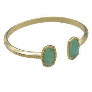 copper bangle with Chrysoprase, resizable, gold plated, approx 7-14mm, 45-55mm [GMBR435]
