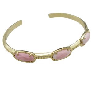 copper bangle with Queen Shell, resizable, gold plated, approx 7-14mm, 45-60mm [GMBR437]
