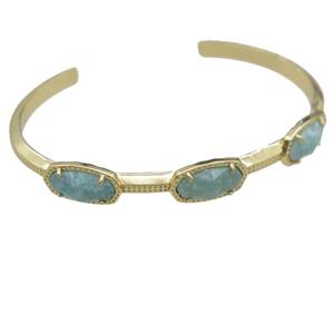 copper bangle with Amazonite, resizable, gold plated, approx 7-14mm, 45-60mm [GMBR444]