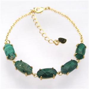 copper Bracelets with Malachite, Adjustable, gold plated, approx 7-14mm, 22cm length [GMBR450]