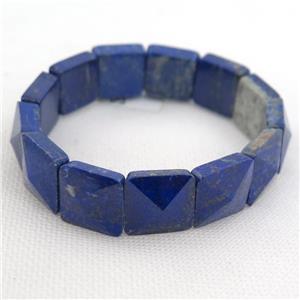 natural Lapis Bracelets, stretchy, approx 15mm [GMBR482]