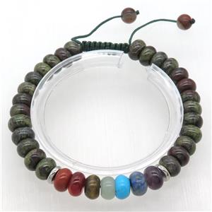Adjustable Chakra Bracelets with bloodstone, rondelle, approx 8mm dia [GMBR494]