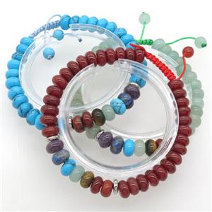 Chakra Bracelets with gemstone, mixed, Adjustable, approx 8mm dia [GMBR497]