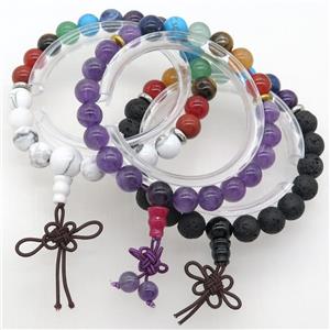 Chakra Bracelets with gemstone, mix, stretchy, approx 8mm dia [GMBR501]