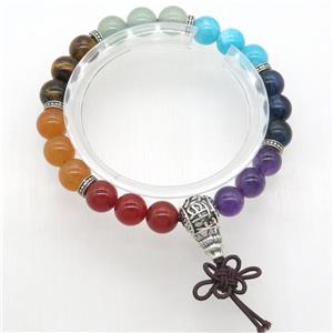Chakra Bracelets, guru, stretchy, approx 8mm dia [GMBR502]