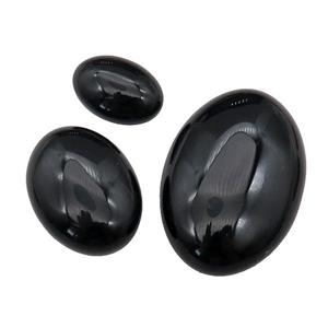 black Agate oval Cabochon, approx 10x14mm [GMC175-10X14MM]