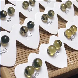 Amber stud Earrings with 925 sterling silver, approx 6mm dia [GMER687]