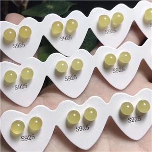 yellow Amber stud Earrings with 925 sterling silver, approx 6mm dia [GMER689]