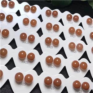 925 sterling silver stud Earrings with Carnelian Agate, approx 6mm dia [GMER694]