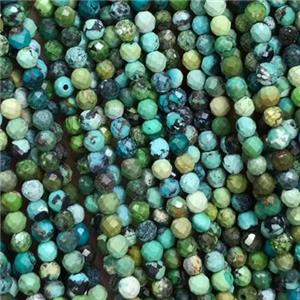 natural tiny Hubei Turquoise seed beads, faceted round, B-grade, approx 3mm dia [GMT1392-3MM]