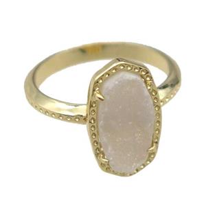 druzy agate ring, copper, gold plated, approx 8-14mm, 18mm dia [GR10195]