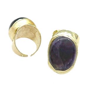 Copper Ring With Amethyst Gold Plated, approx 18-23mm, 20-30mm, 18mm dia [GR10216]