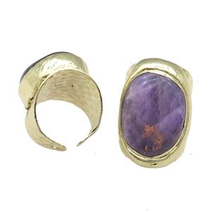 Copper Ring With Amethyst Gold Plated, approx 18-23mm, 20-30mm, 18mm dia [GR10222]