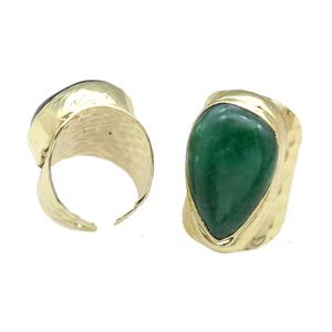 Copper Ring With Green Agate Gold Plated, approx 18-23mm, 20-30mm, 18mm dia [GR10225]