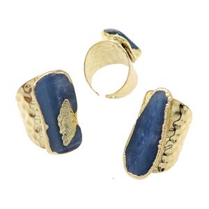 Copper Ring With Kyanite Gold Plated, approx 15-33mm, 20-30mm, 18mmd ia [GR10227]