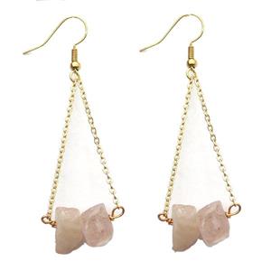 Pink Strawberry Quartz Hook Earring Gold Plated, approx 10-14mm [GR10726]