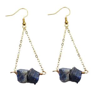 Blue Lapis Lazuli Hook Earring Gold Plated, approx 10-14mm [GR10727]