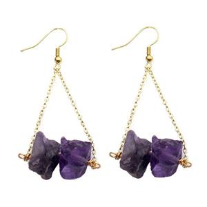 Purple Amethyst Hook Earring Gold Plated, approx 10-14mm [GR10729]
