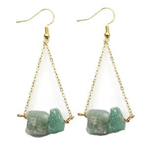 Green Aventurine Hook Earring Gold Plated, approx 10-14mm [GR10731]