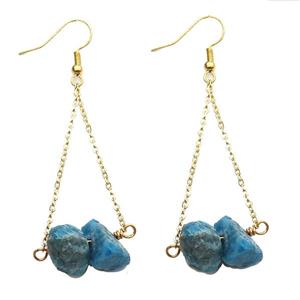 Blue Apatite Hook Earring Gold Plated, approx 10-14mm [GR10732]