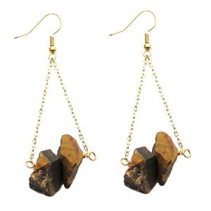 Yellow Tiger Eye Stone Hook Earring Gold Plated, approx 10-14mm [GR10734]
