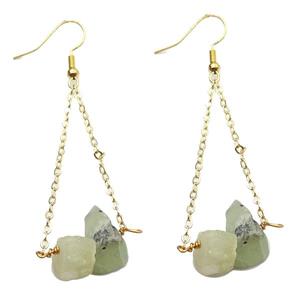 Green Prehnite Hook Earring Gold Plated, approx 10-14mm [GR10736]