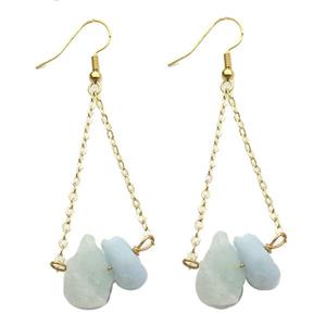 Aquamarine Hook Earring Gold Plated, approx 10-14mm [GR10738]