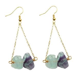 Multicolor Fluorite Hook Earring Gold Plated, approx 10-14mm [GR10739]