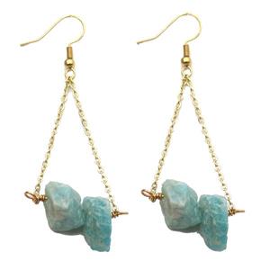 Green Amazonite Hook Earring Gold Plated, approx 10-14mm [GR10740]