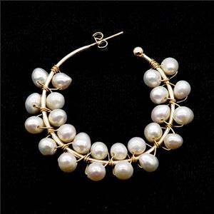 Pearl Copper Stud Earring Gold Plated, approx 5-6mm, 45mm dia [GR10766]