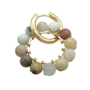 Amazonite Copper Hoop Earring Gold Plated, approx 6mm, 30mm, 20mm dia [GR10798]