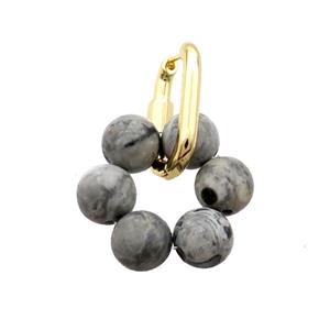 Gray Map Jasper Copper Latchback Earring Gold Plated, approx 8mm, 15-20mm [GR10810]
