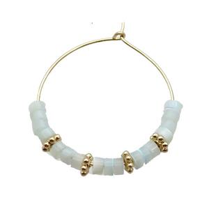 Blue Amazonite Copper Hoop Earring Gold Plated, approx 4mm, 35m dia [GR10819]
