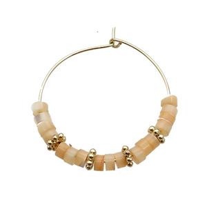 Yellow Aventurine Copper Hoop Earring Gold Plated, approx 4mm, 35m dia [GR10821]