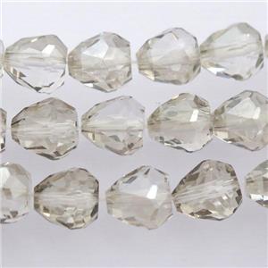 Chinese Crystal Glass Beads, faceted teardrop, smoky, approx 7-9mm, 60pcs per st [GS1585]