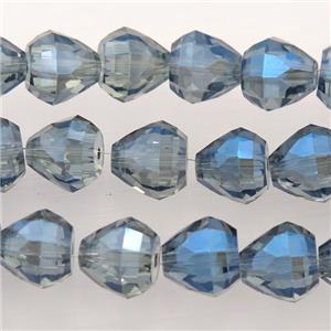 Chinese Crystal Glass Beads, faceted teardrop, grayblue, approx 7-9mm, 60pcs per st [GS1593]