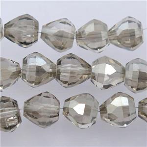 Chinese Crystal Glass Beads, faceted teardrop, smoky, approx 7-9mm, 60pcs per st [GS1594]
